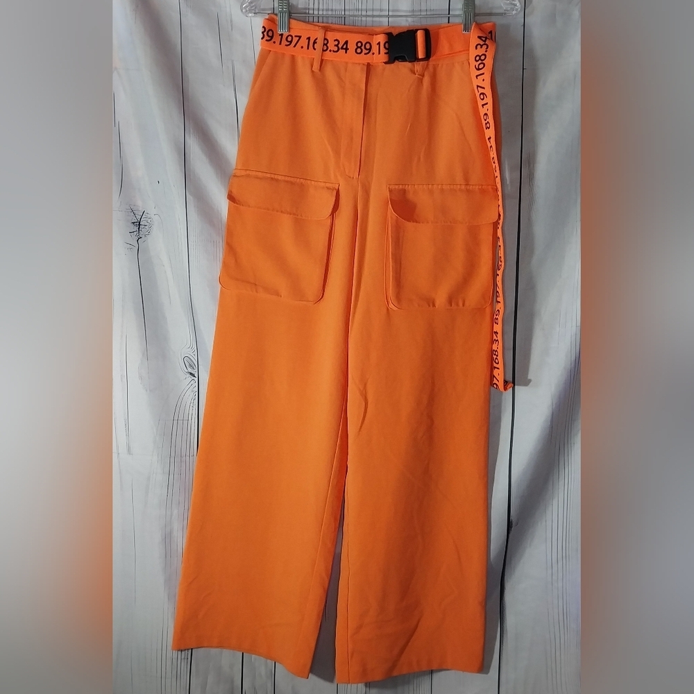 Collusion Wide Leg Streetwear Cargo With Typo Belt
